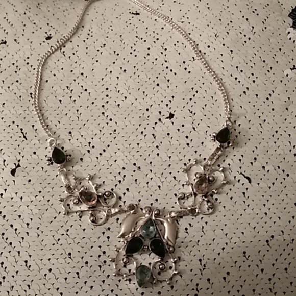 Sterling silver925 topaz emerald amethyst necklace - Picture 2 of 3